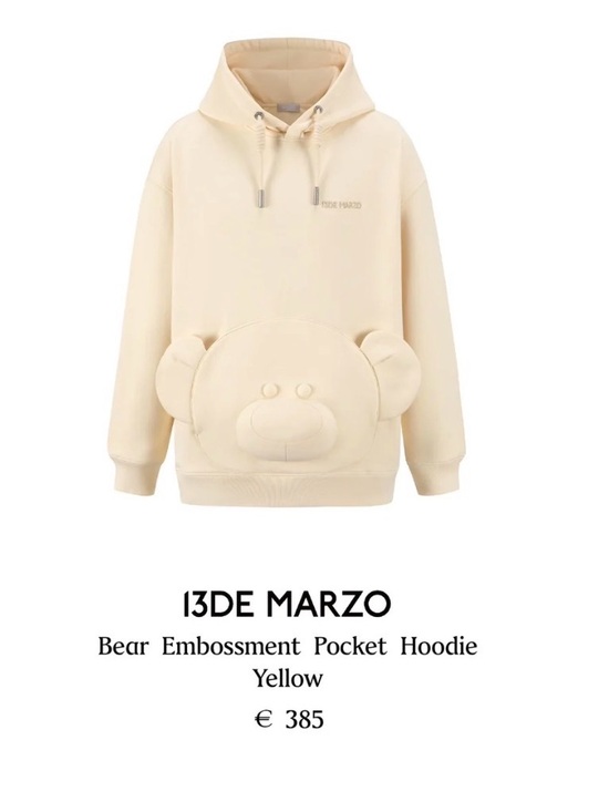 13De Marzo Tops - 13DE Marzo Bear Embossed Hoodie NWT